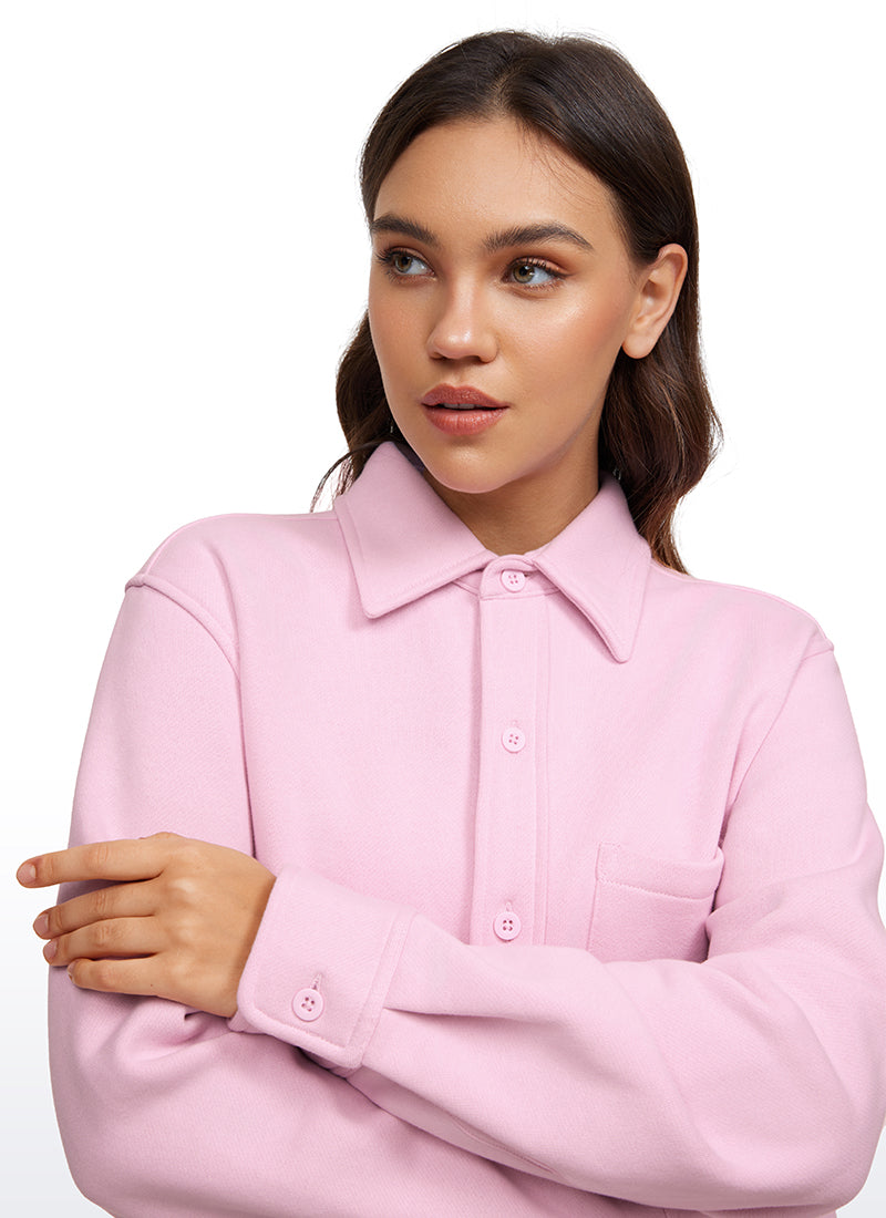 Fleece Lined Oversized Button Down Jacket