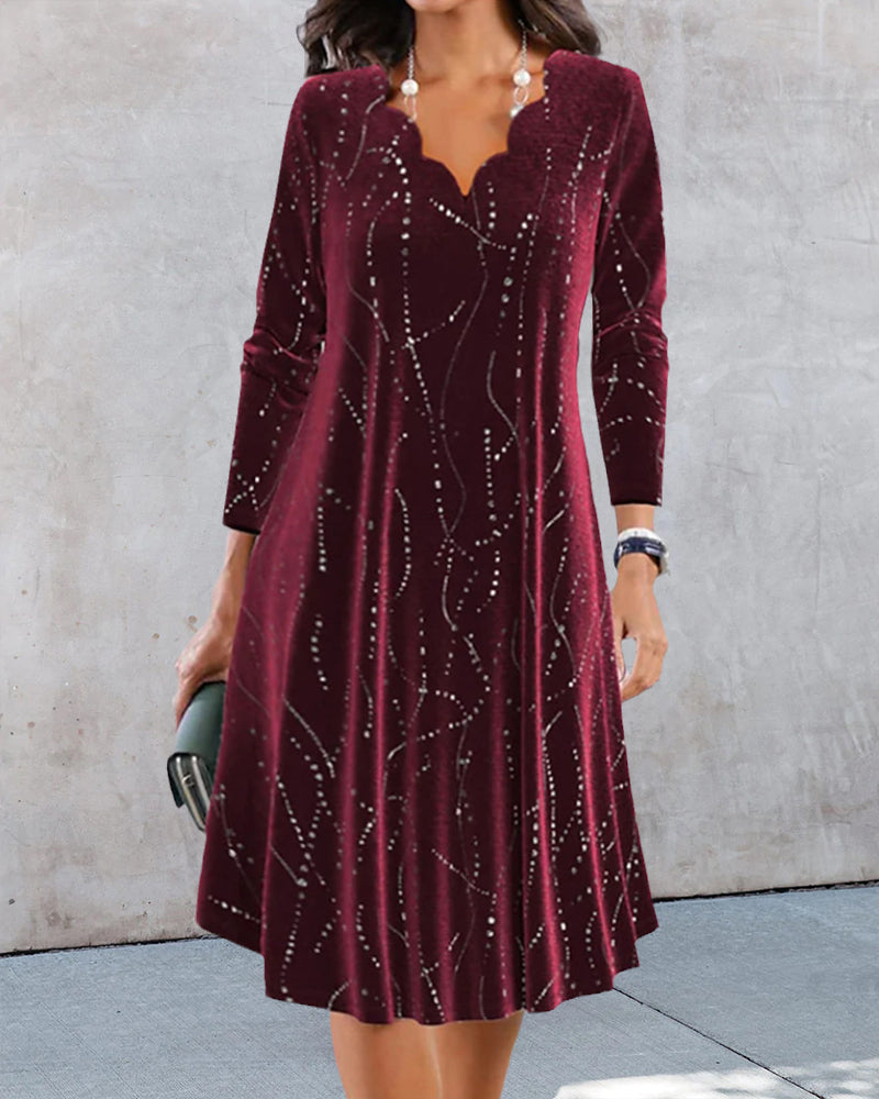 V-neck long-sleeve elegant dress