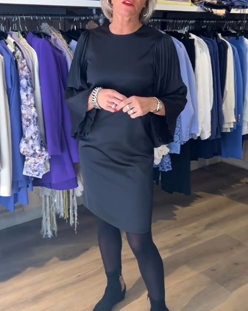 Bell sleeve round neck dress