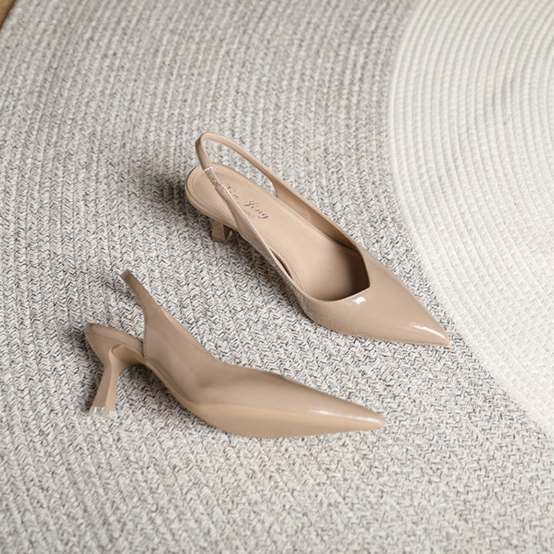 Solid color temperament pointed high heels