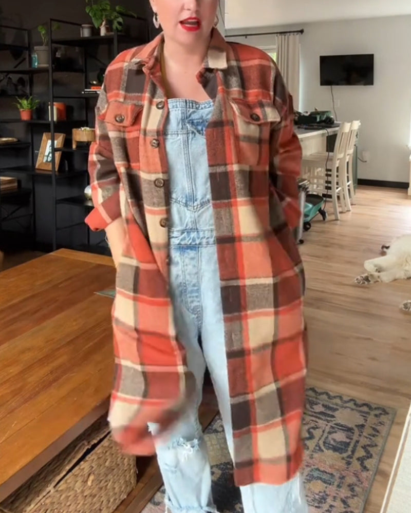 Casual plaid buttons coat