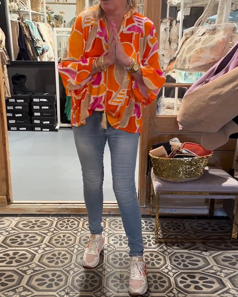 Colorful dropped-shoulder blouse