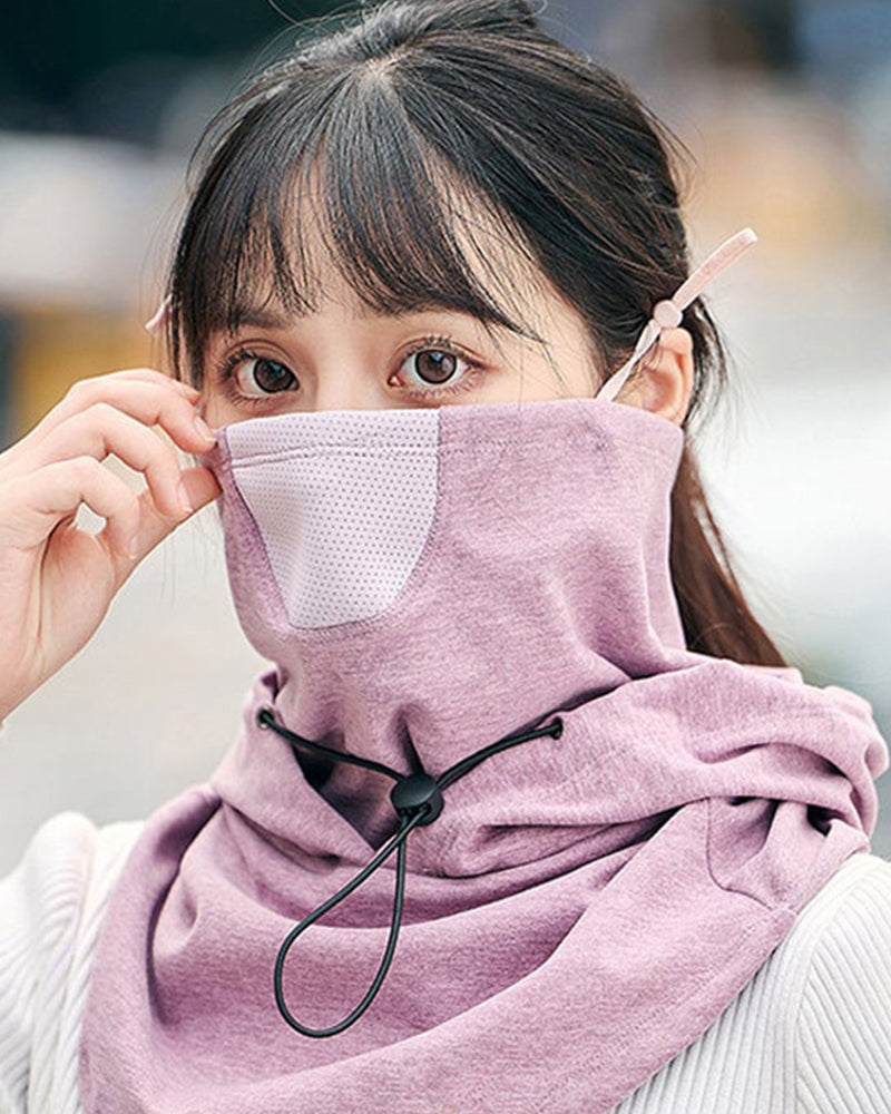 Hooded face mask with neck warmer for cycling