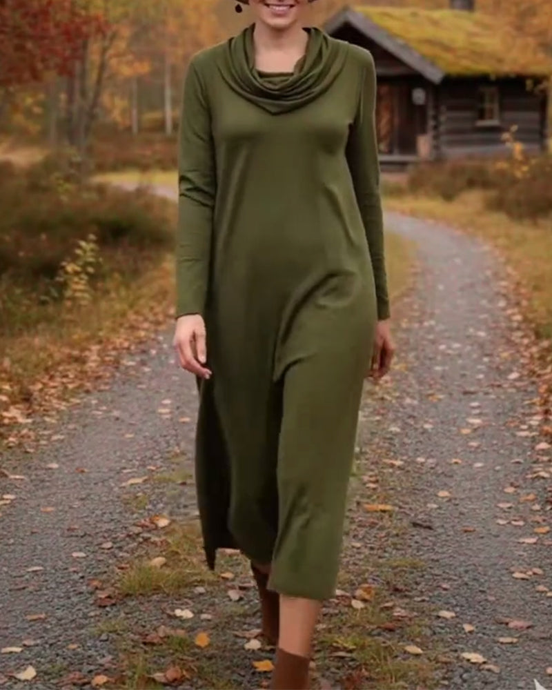 Casual Simple Solid Color Pocket Dress