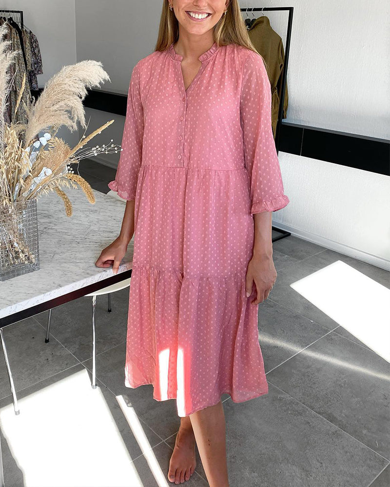 Polka-dot print ruffle dress