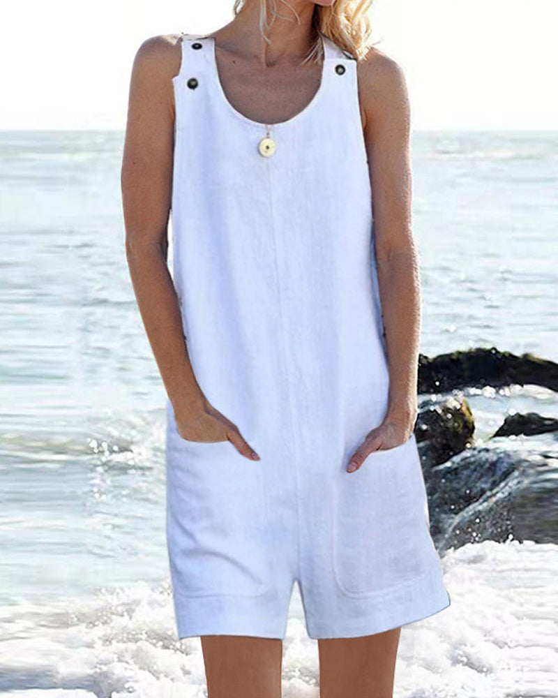 Solid Color Casual Jumpsuit