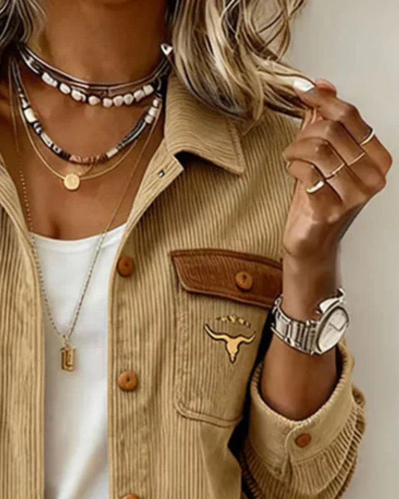 Corduroy Button Up Lapel Jacket