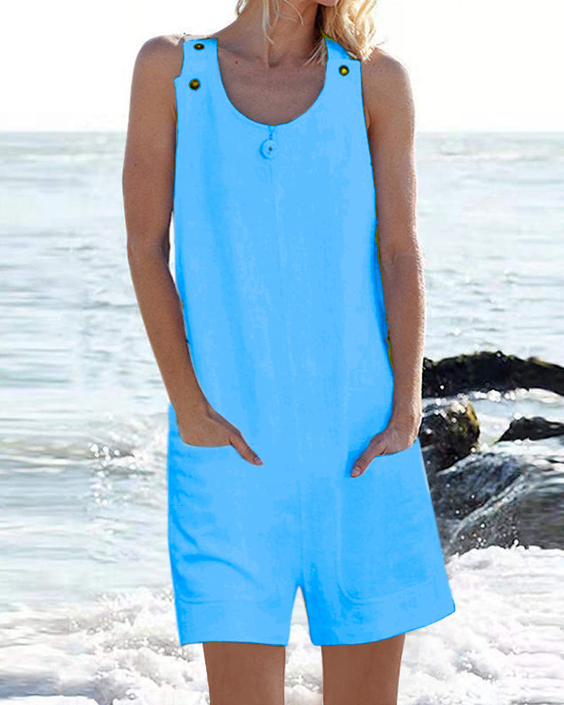 Solid Color Casual Jumpsuit