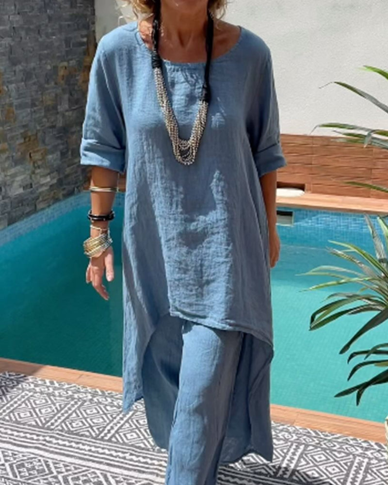 Solid color comfortable two piece set