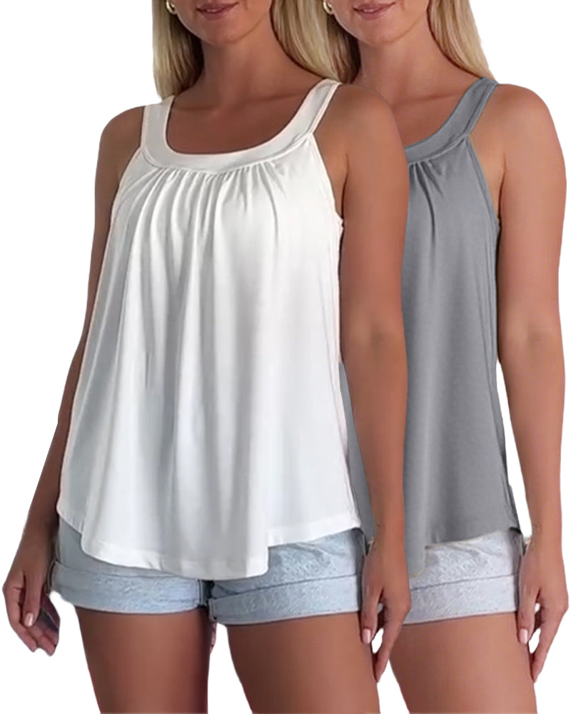 Strapless Pleated Solid Color Tank Top Set
