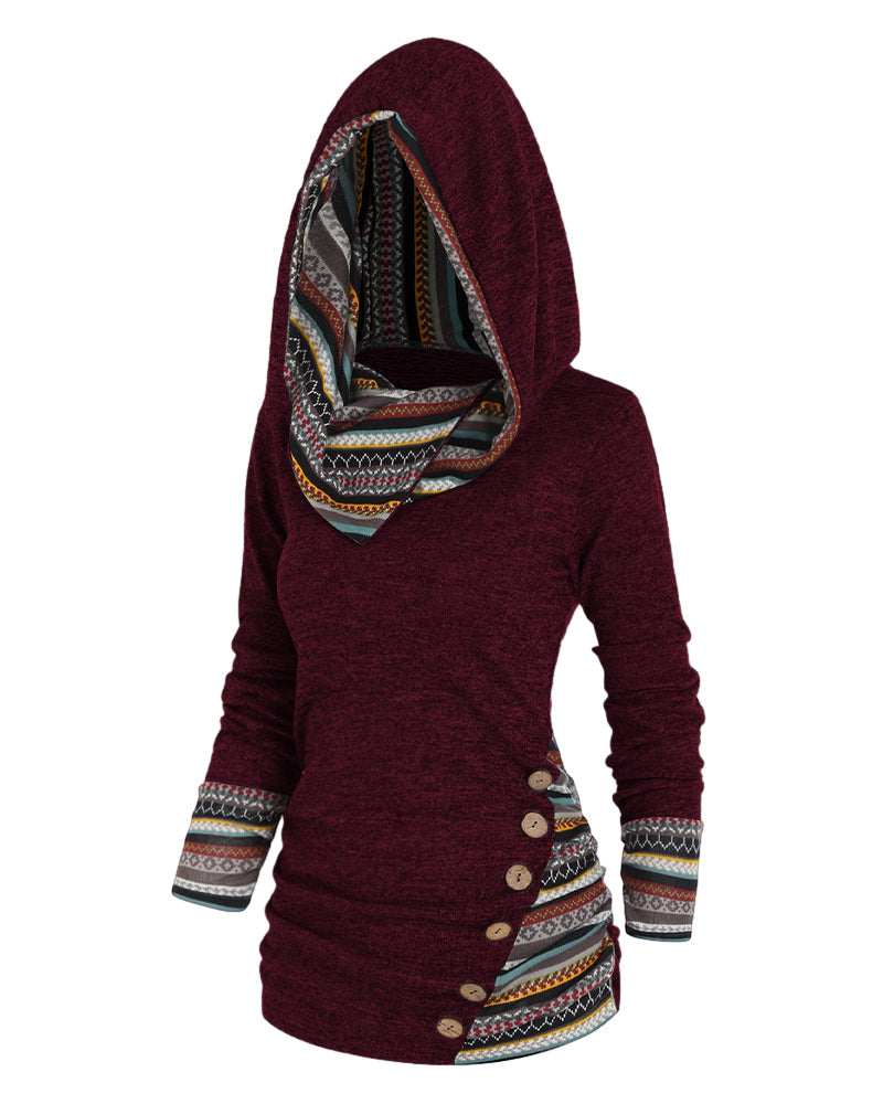 Contrast color casual hoodie