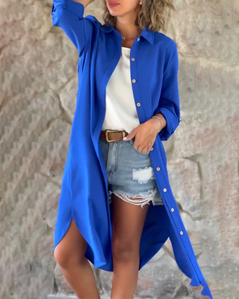 Solid Color Long Sleeve Top