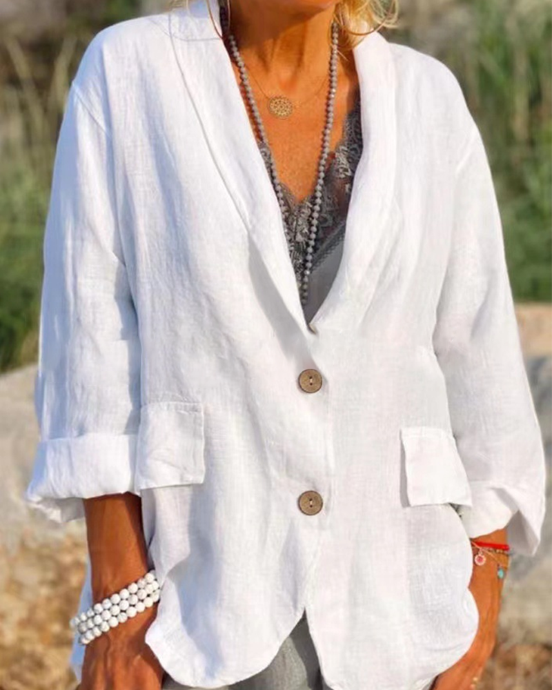 Solid color cotton and linen jacket