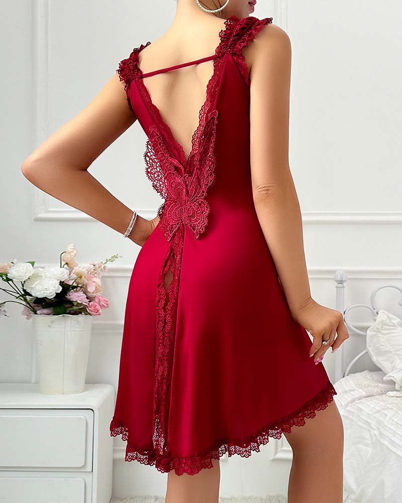 Back Slit Lace Nightdress