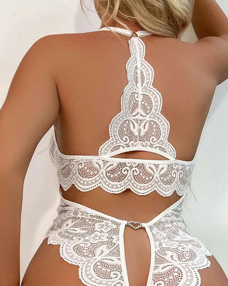 Open Crotch Lace Sexy Pajamas