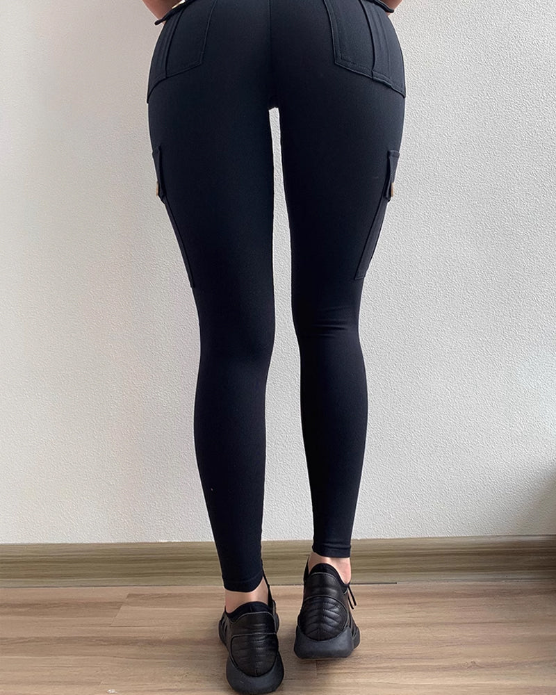 High waist quick dry pocket hip lift pants