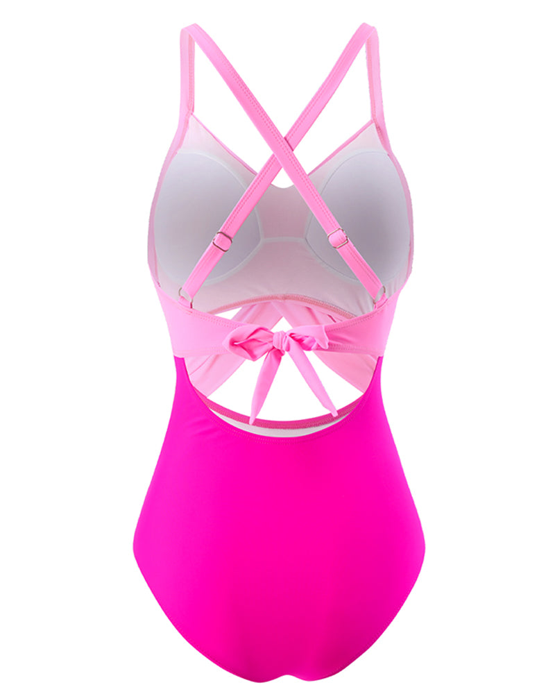 Color block cross strap swimsuit