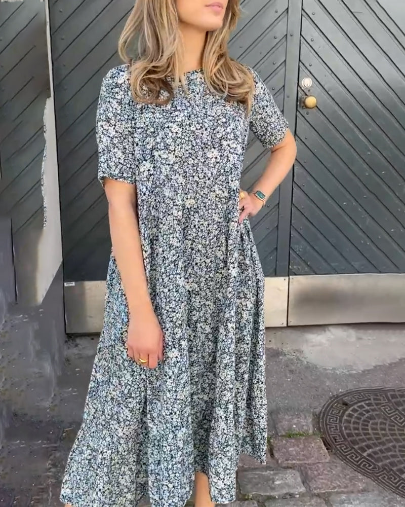 Short sleeve floral print dress