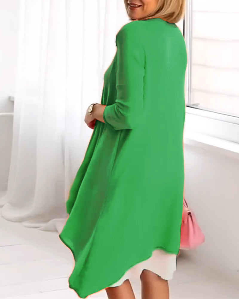 Floral Print Patchwork Long-Sleeved Set