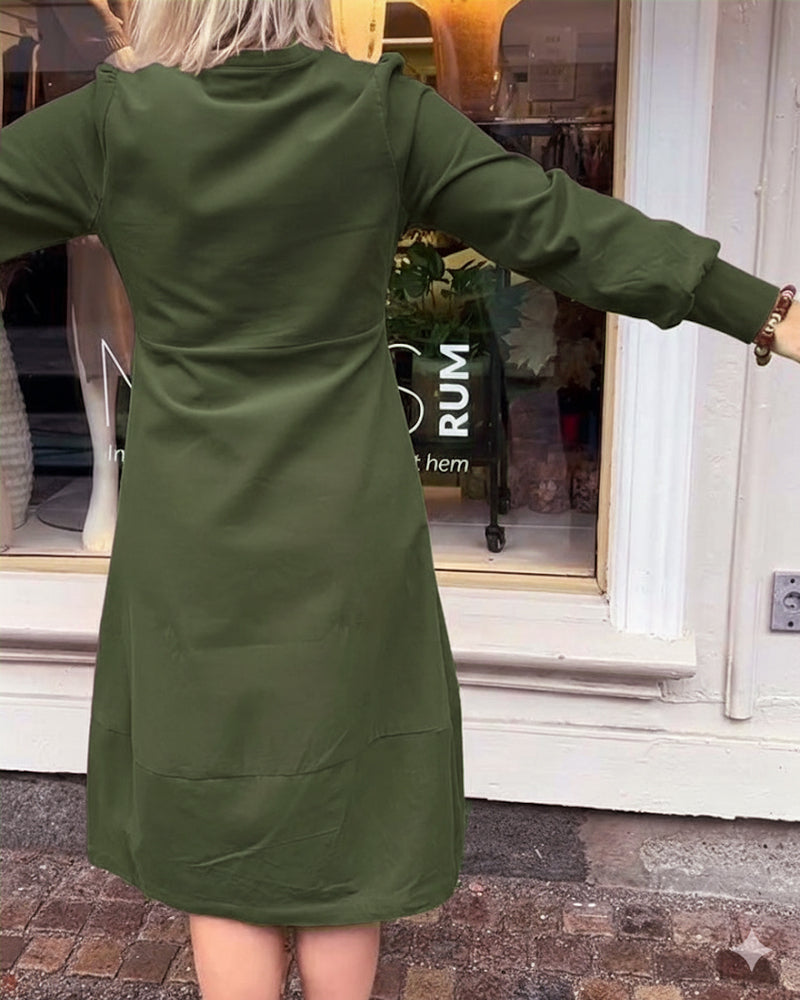 Casual Retro Long Sleeve Dress