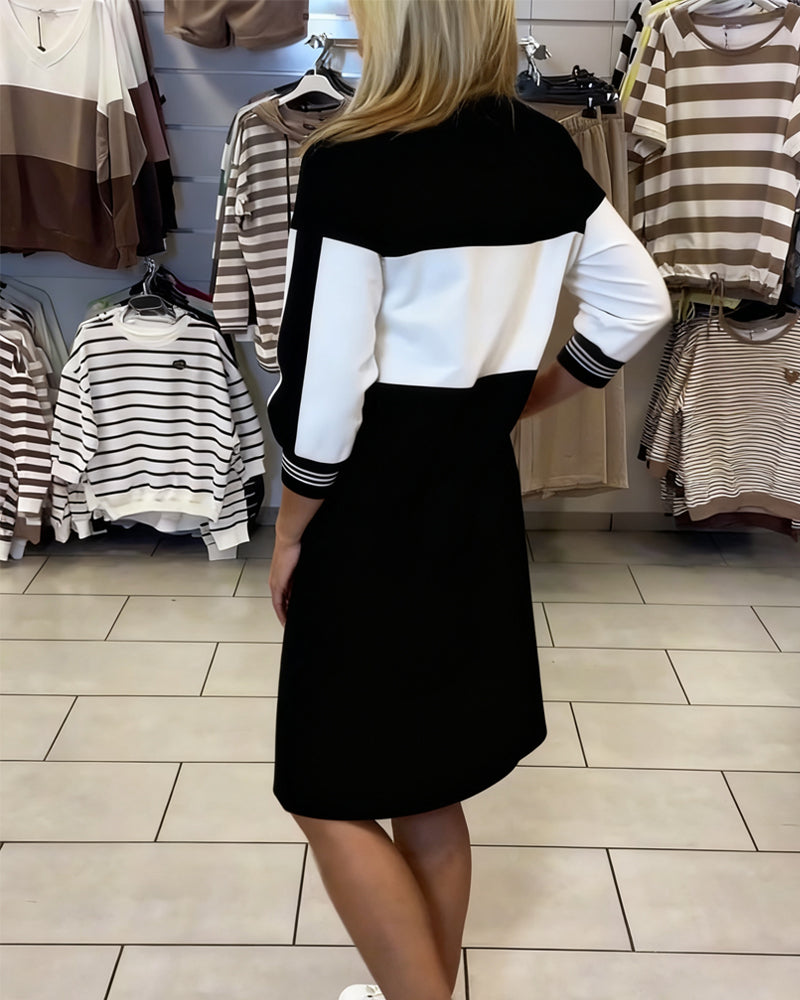 Contrast Color Panel Dress