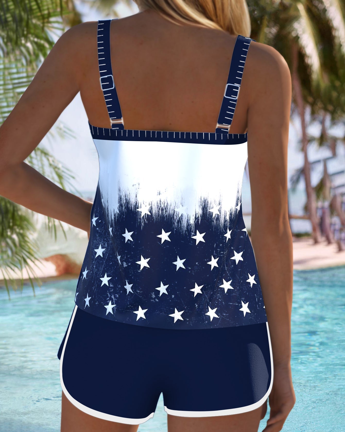 American Flag Heart Print Two-Piece Tankini