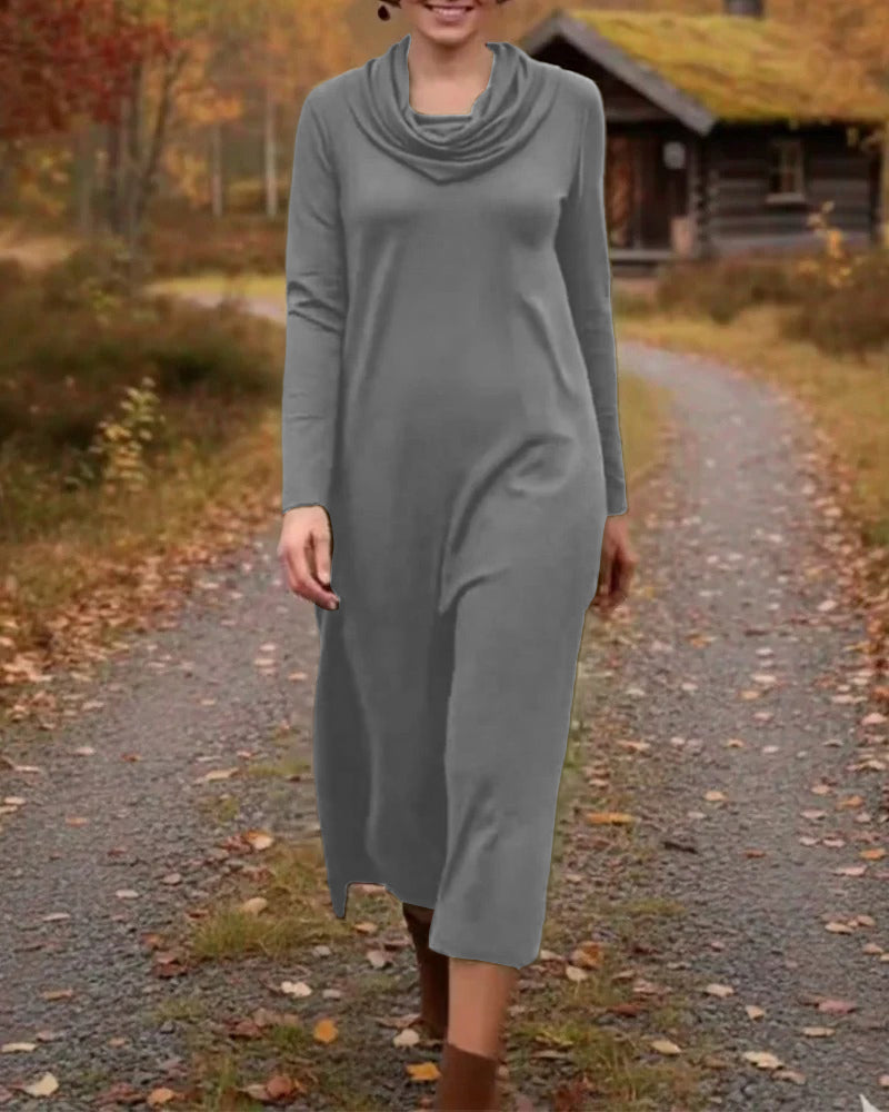 Casual Simple Solid Color Pocket Dress