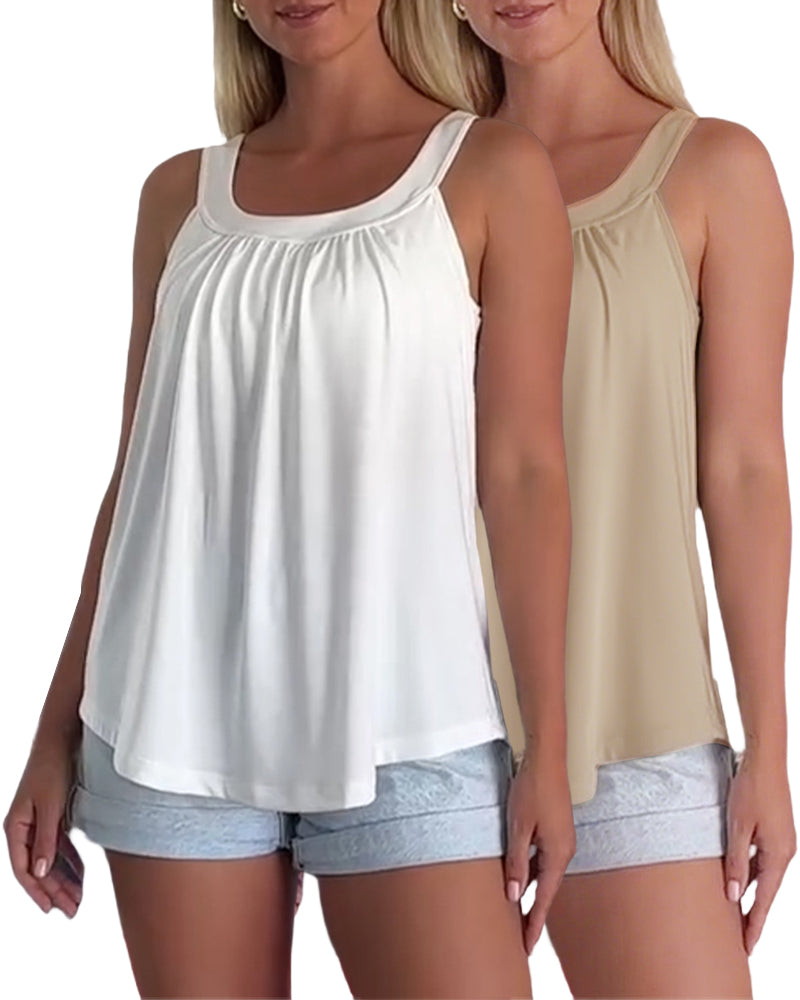 Strapless Pleated Solid Color Tank Top Set