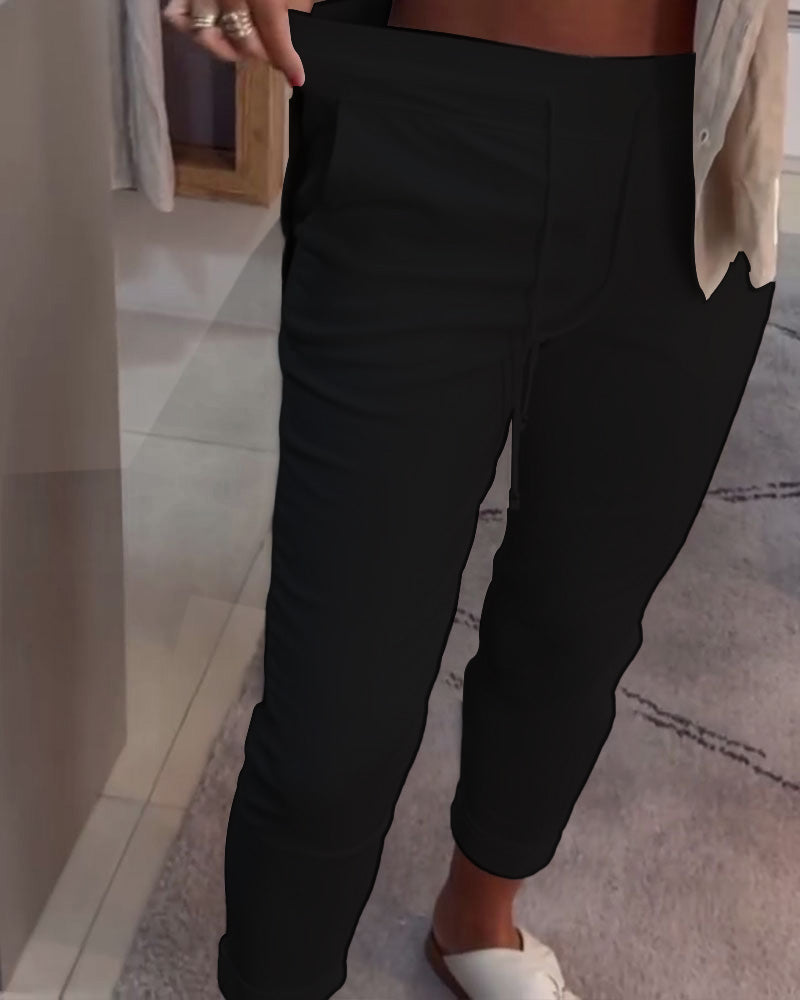 Drawstring Casual Pencil Pants