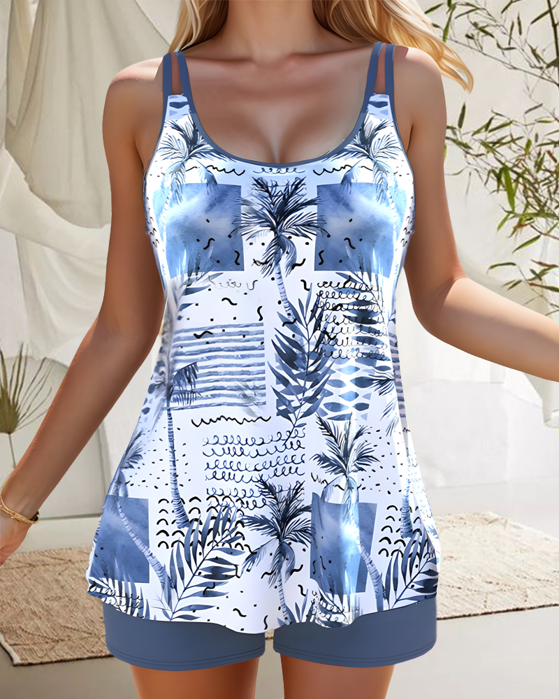 Coconut print tankini swimsuit