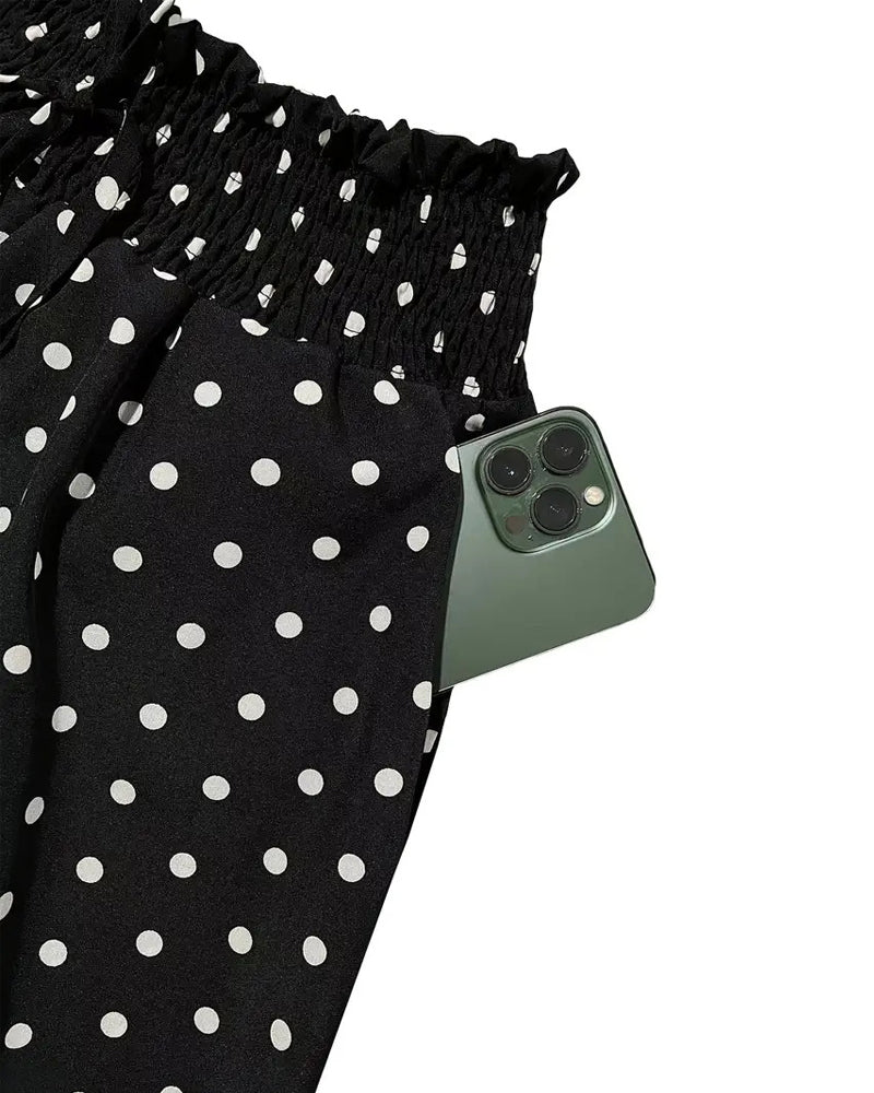 Polka Dot Print Long Pants