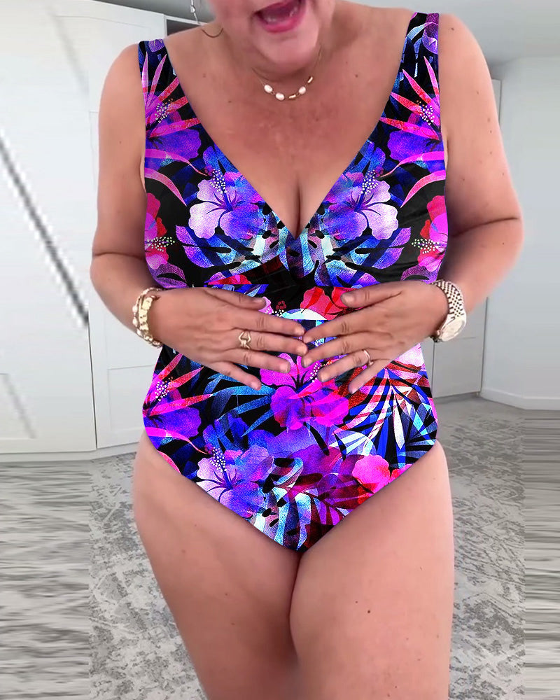 Colorful Floral Print Swimsuit