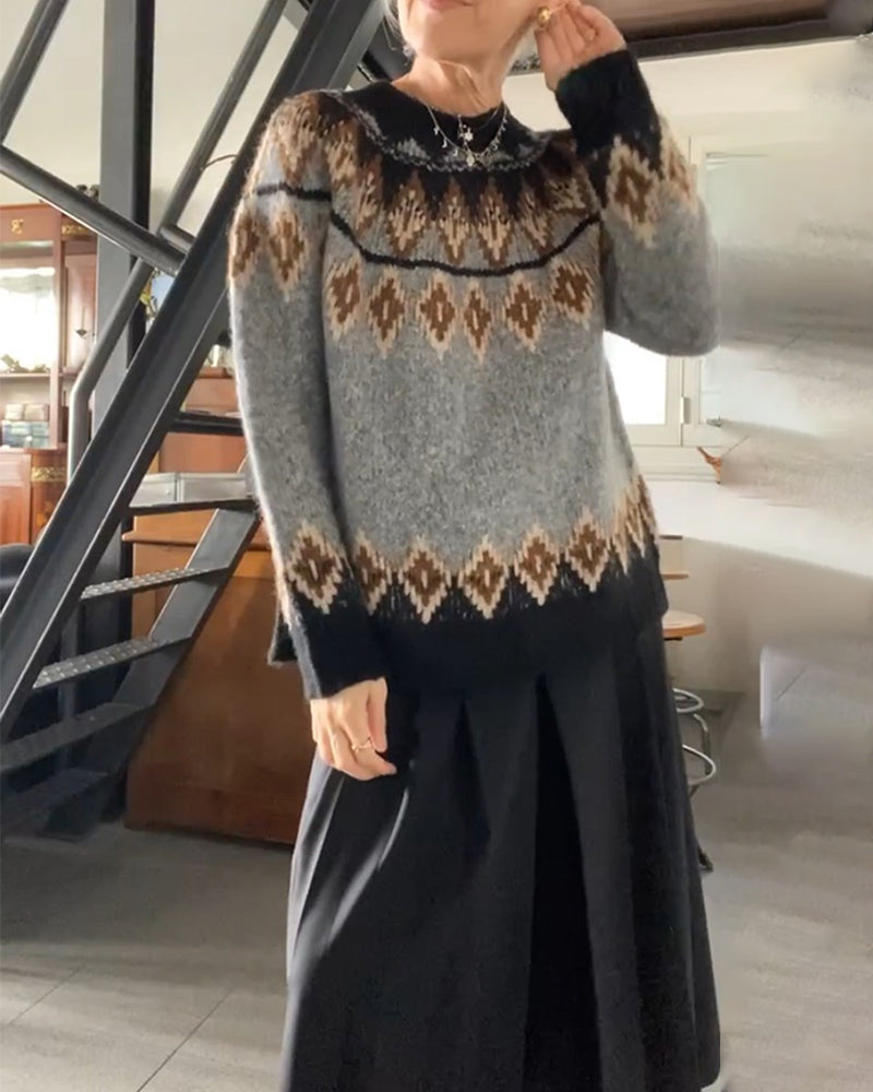 Contrast geometric sweater