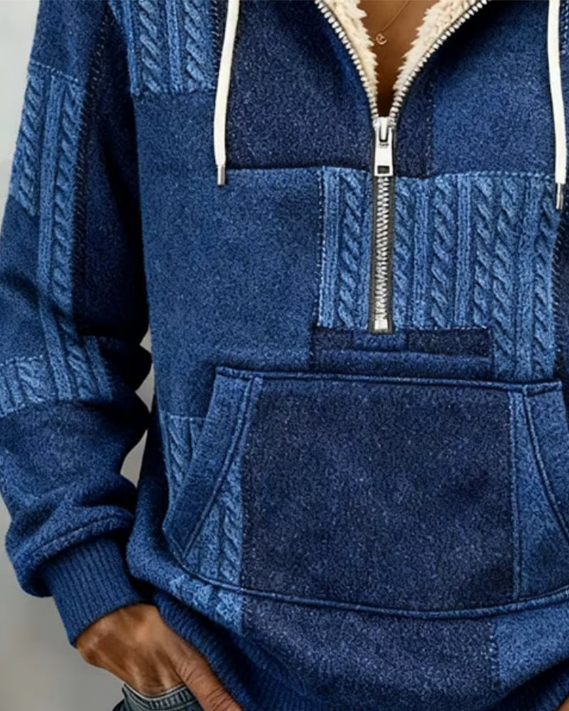 Casual Half-Zip Pocket Hoodie
