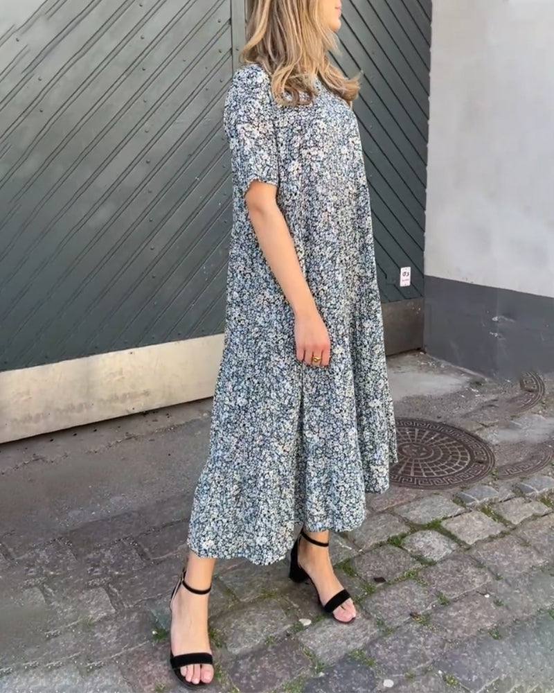 Short sleeve floral print dress