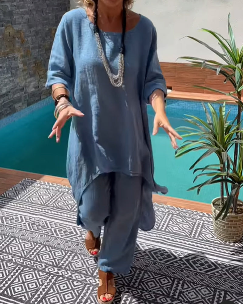 Solid color comfortable two piece set