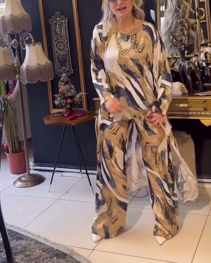 Irregular printed elegant two-piece set