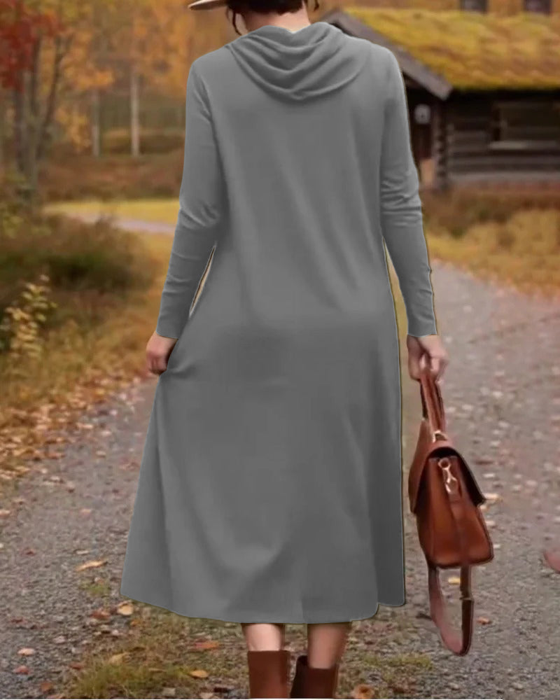 Casual Simple Solid Color Pocket Dress