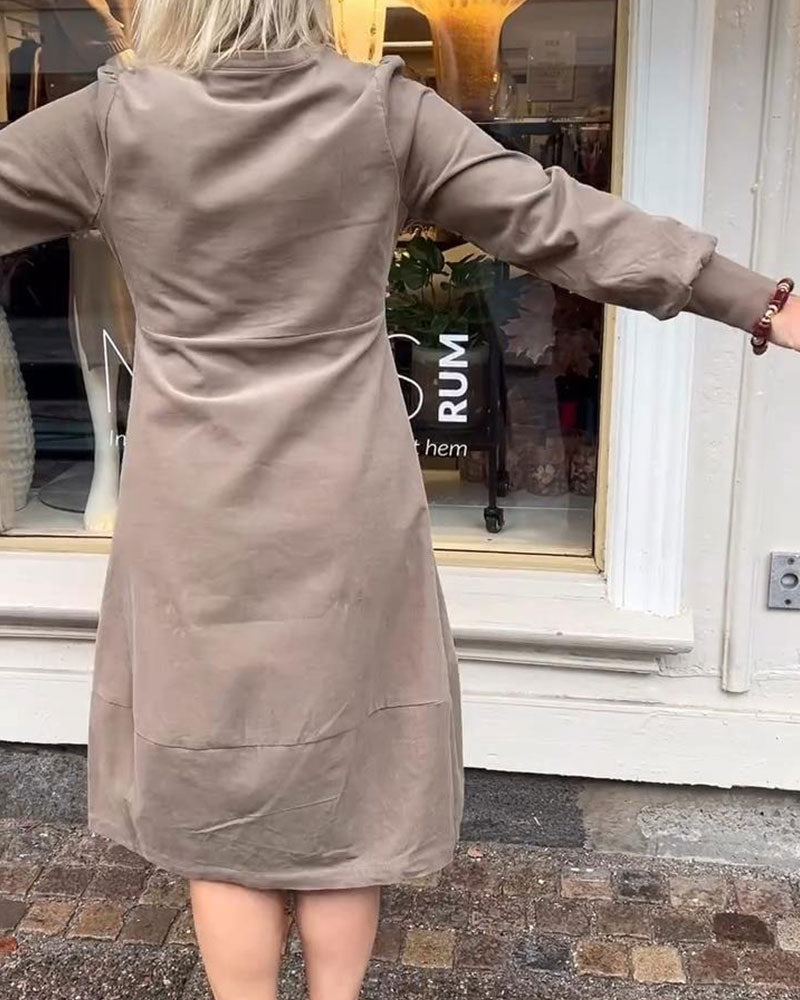 Casual Retro Long Sleeve Dress