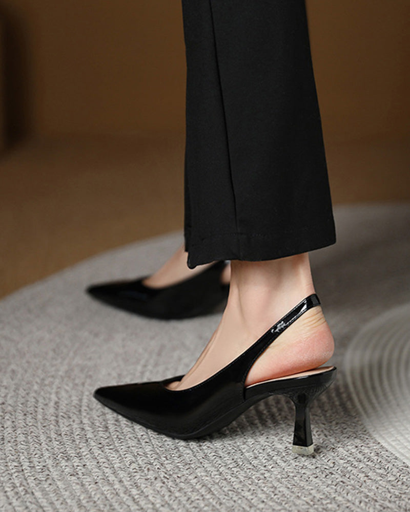 Solid color temperament pointed high heels