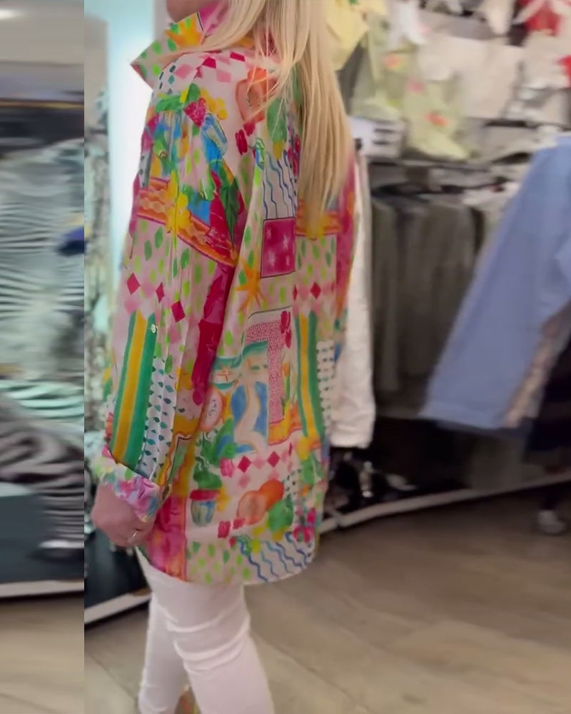 Colorful Stylish Lapel Shirt