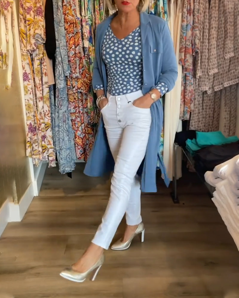 Casual solid color button down coat