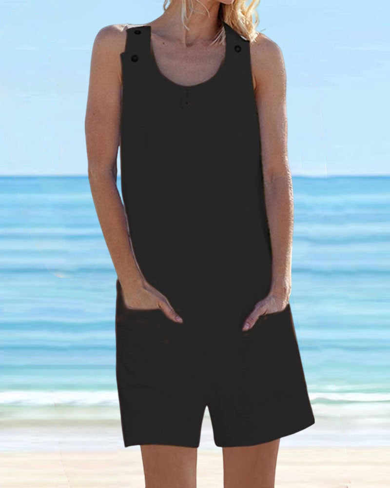 Solid Color Casual Jumpsuit