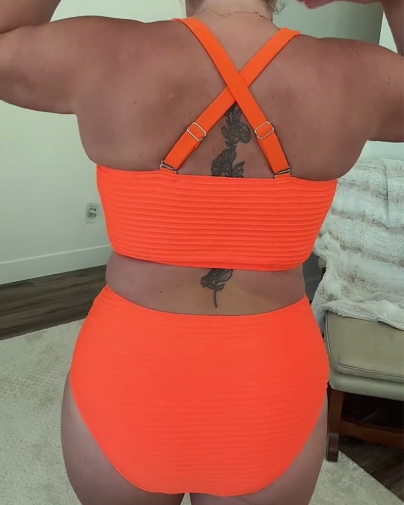 Casual Solid Color Triangle Bikini