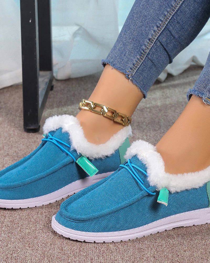 Solid color thick warm cotton shoes