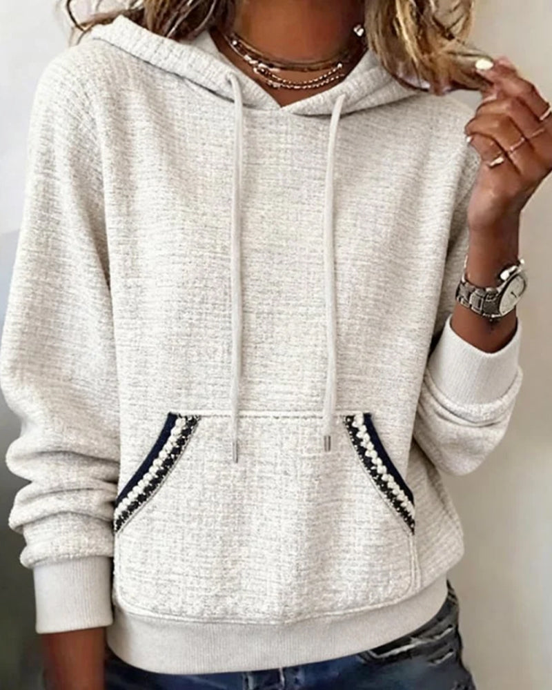 Casual Contrast Color Hoodie