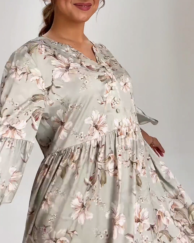 Bell sleeve floral print dress