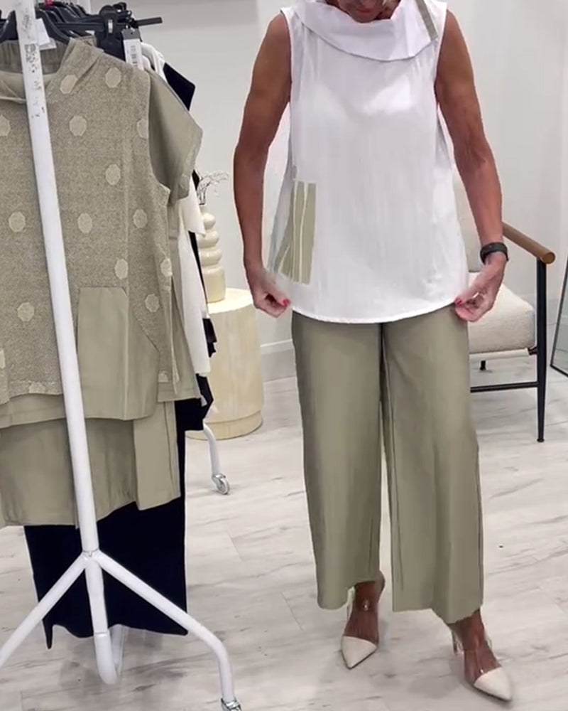 Sleeveless Wide Collar Fashion Suit