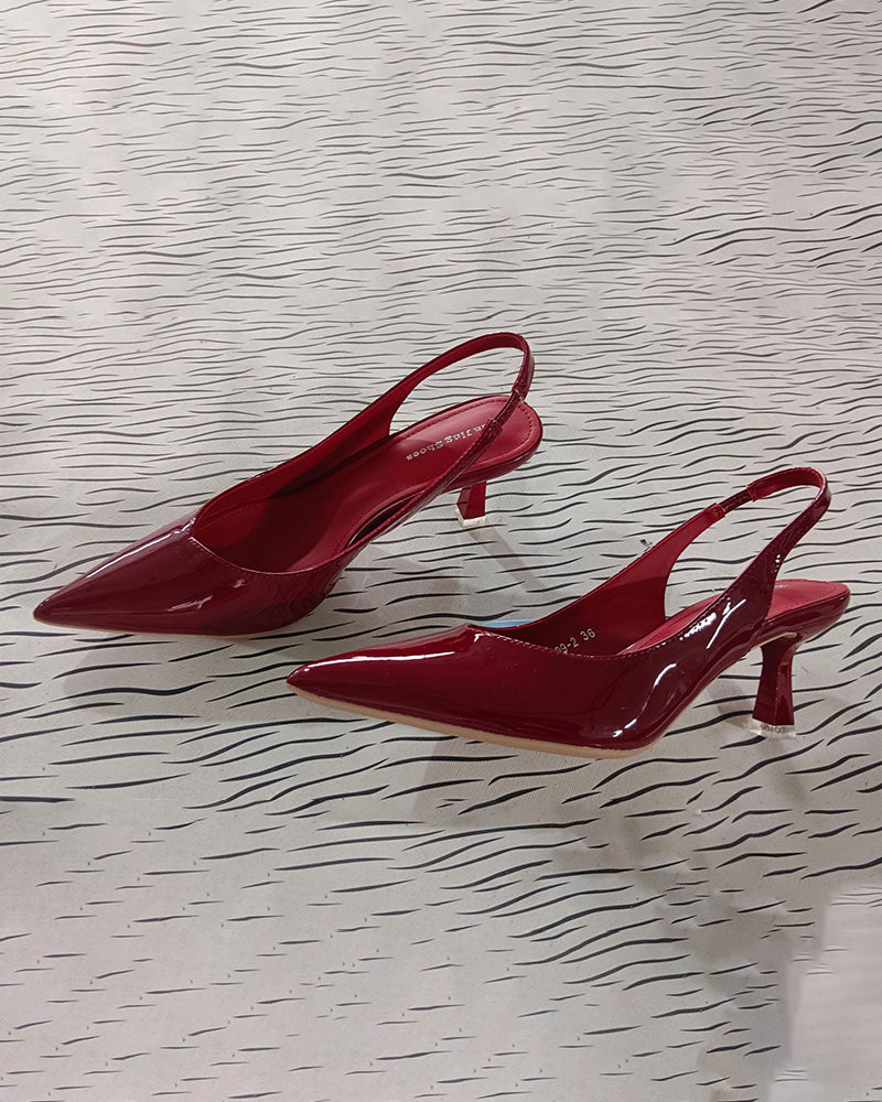 Solid color temperament pointed high heels