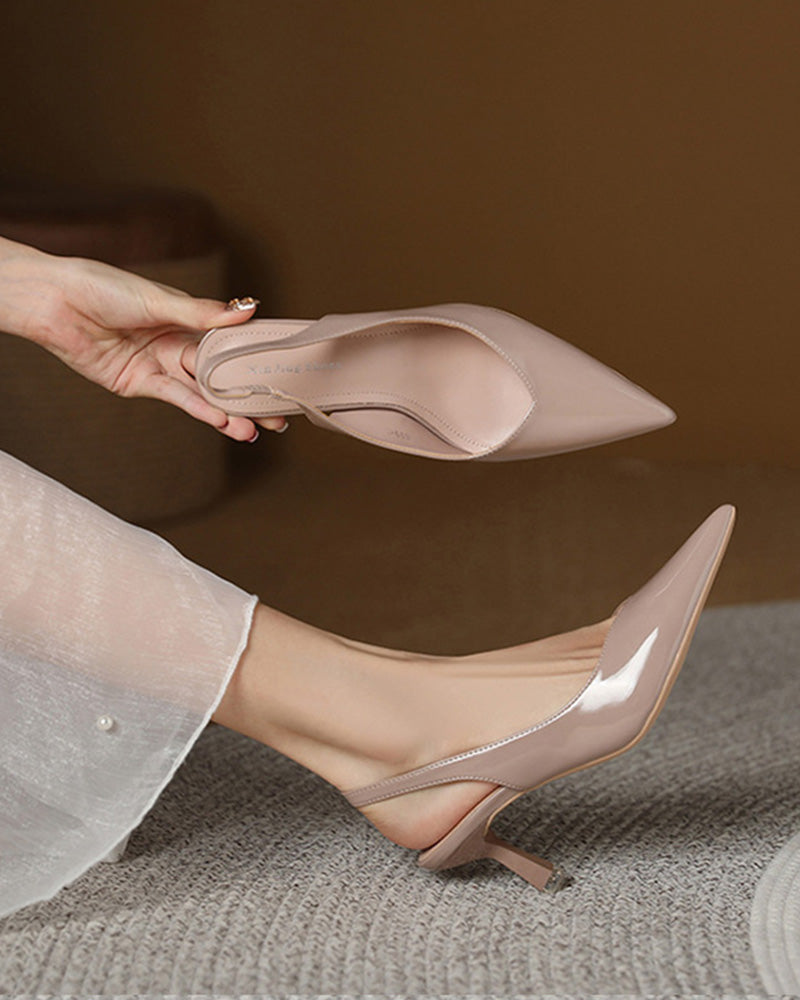 Solid color temperament pointed high heels